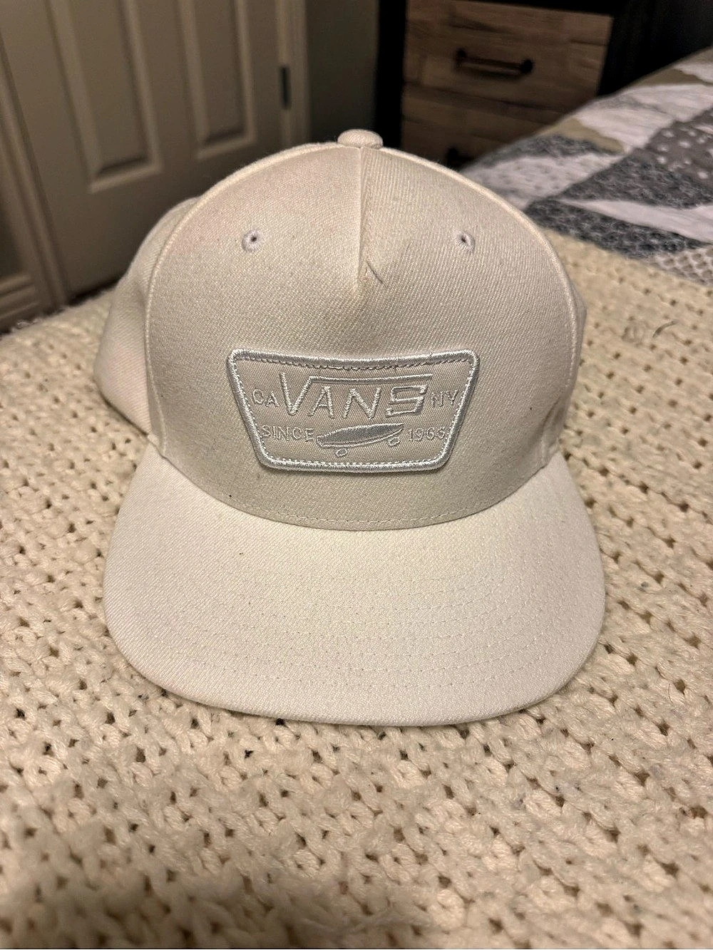 Vans Full Patch Snapback Hat White Adjustable Cap